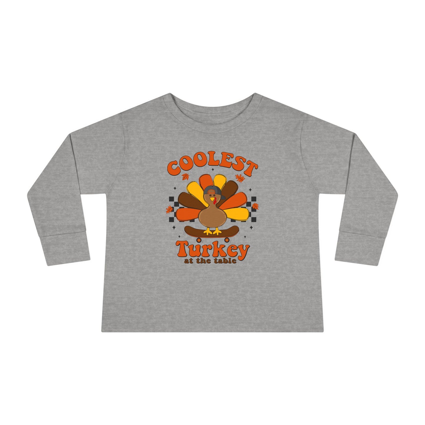 Coolest Boy Turkey Thanksgiving Toddler Long Sleeve T-shirt