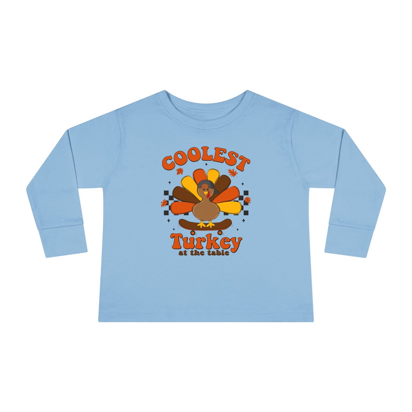 Coolest Boy Turkey Thanksgiving Toddler Long Sleeve T-shirt