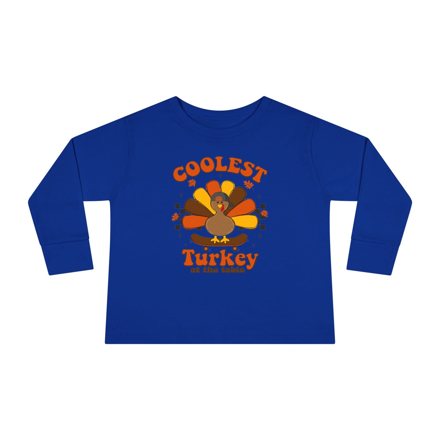 Coolest Boy Turkey Thanksgiving Toddler Long Sleeve T-shirt